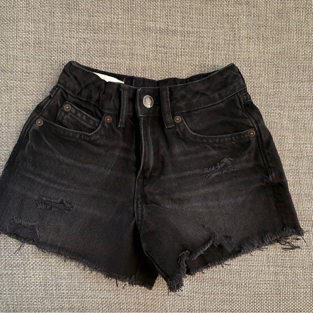 Zara Black Jean Shorts Distressed High-Waisted
